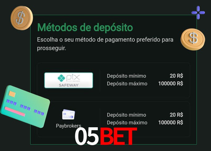 O cassino 05bet oferece uma grande variedade de métodos de pagamento